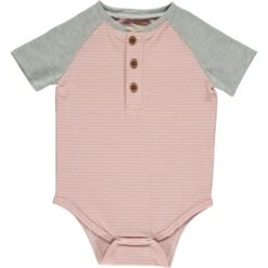 LEAGUE Pink/White Henley Raglan Onesie