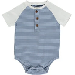 LEAGUE Blue/White Henley Raglan Onesie