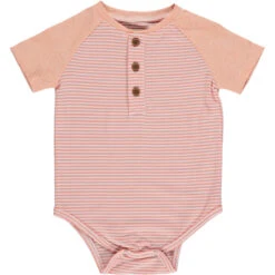 LEAGUE Peach/White Henley Raglan Onesie