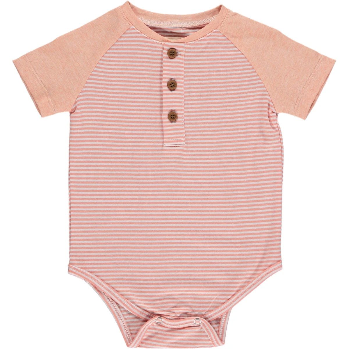 LEAGUE Peach/White Henley Raglan Onesie 1 LEAGUE Peach/White Henley Raglan Onesie