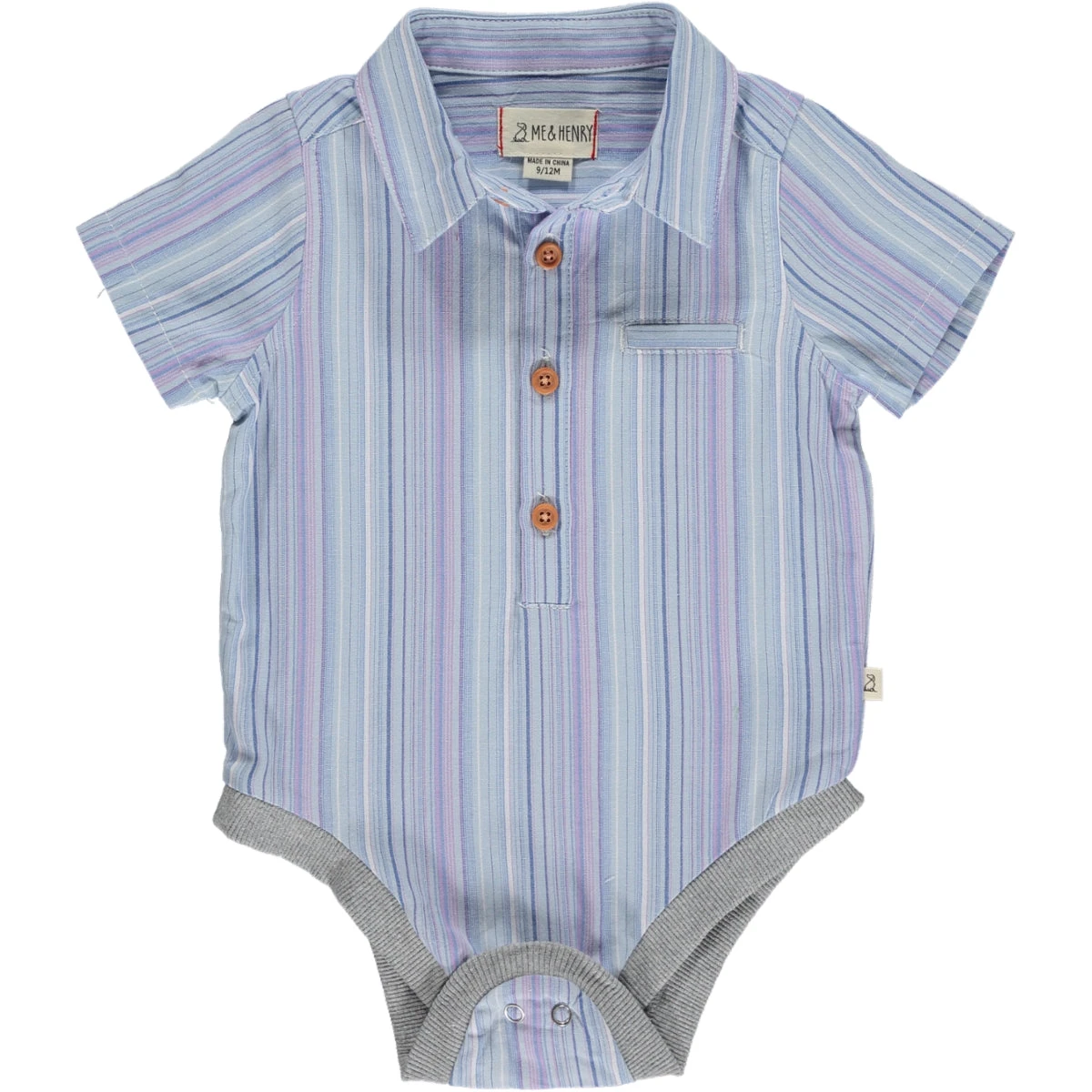 HELFORD Multi Blue Stripe Woven Onesie 1 HELFORD Multi Blue Stripe Woven Onesie