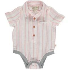 HELFORD Pink/Cream Stripe Woven Onesie