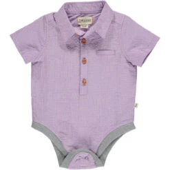 HELFORD Lilac/Pink Plaid Woven Seersucker Onesie