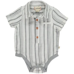HELFORD Charcoal/Cream Stripe Woven Onesie