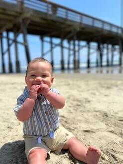 HELFORD Blue White Striped Woven Onesie -Me & Henry HB1222B 3