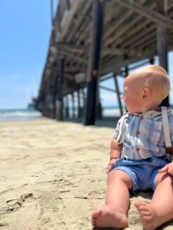 HELFORD Blue Stripe Woven Onesie -Me & Henry HB1222C 2HB1282B 2