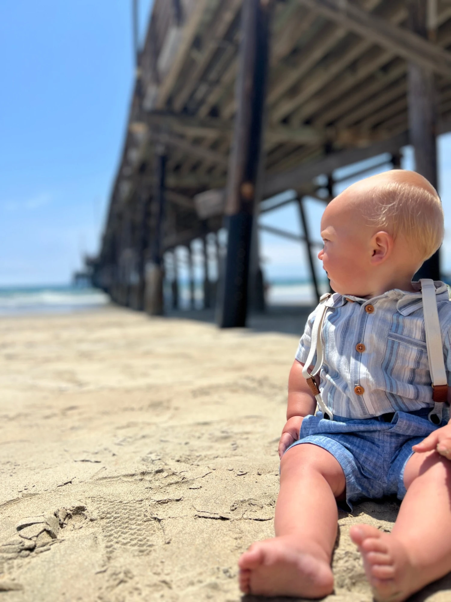 CAPTAIN Navy Heathered Shorts With Adjustable Suspenders 3 CAPTAIN Navy Heathered Shorts With Adjustable Suspenders - Image 3