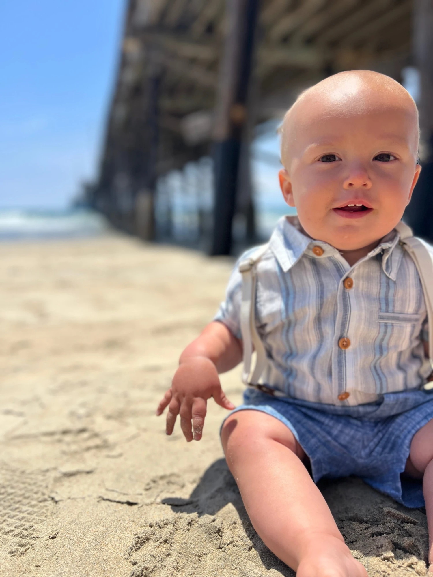 CAPTAIN Navy Heathered Shorts With Adjustable Suspenders 2 CAPTAIN Navy Heathered Shorts With Adjustable Suspenders - Image 2
