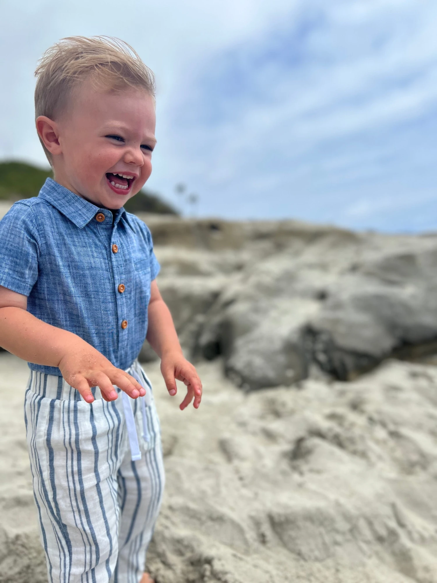 HELFORD Blue Heathered Woven Onesie 3 HELFORD Blue Heathered Woven Onesie - Image 3