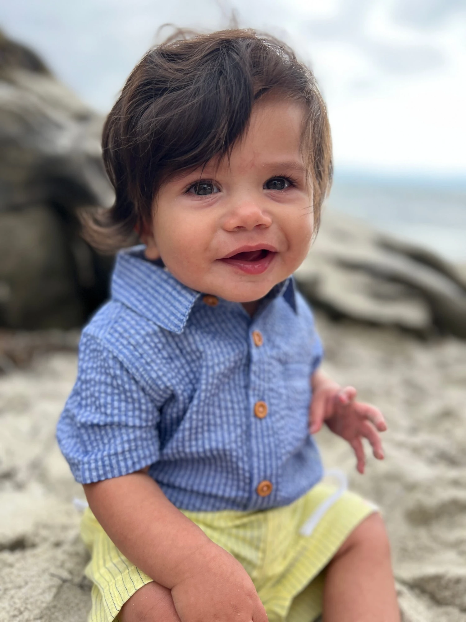 HELFORD Navy Woven Seersucker Onesie 2 HELFORD Navy Woven Seersucker Onesie - Image 2