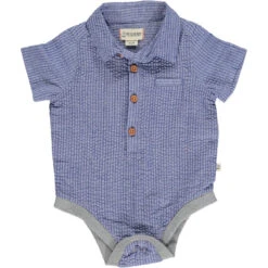 HELFORD Navy Woven Seersucker Onesie
