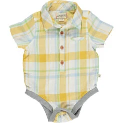 HELFORD Gold/Cream Plaid Woven Onesie