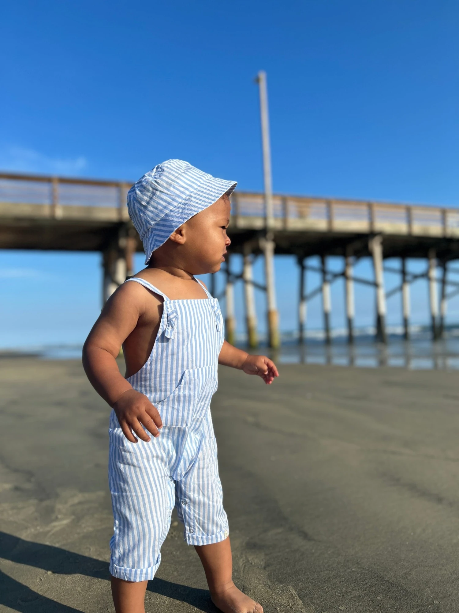 FISHERMAN Blue Stripe Woven Hat 2 FISHERMAN Blue Stripe Woven Hat - Image 2
