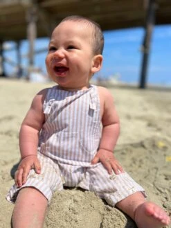 AHOY Beige Stripe Woven Overalls 9 AHOY Beige Stripe Woven Overalls -Me & Henry HB1231C 3