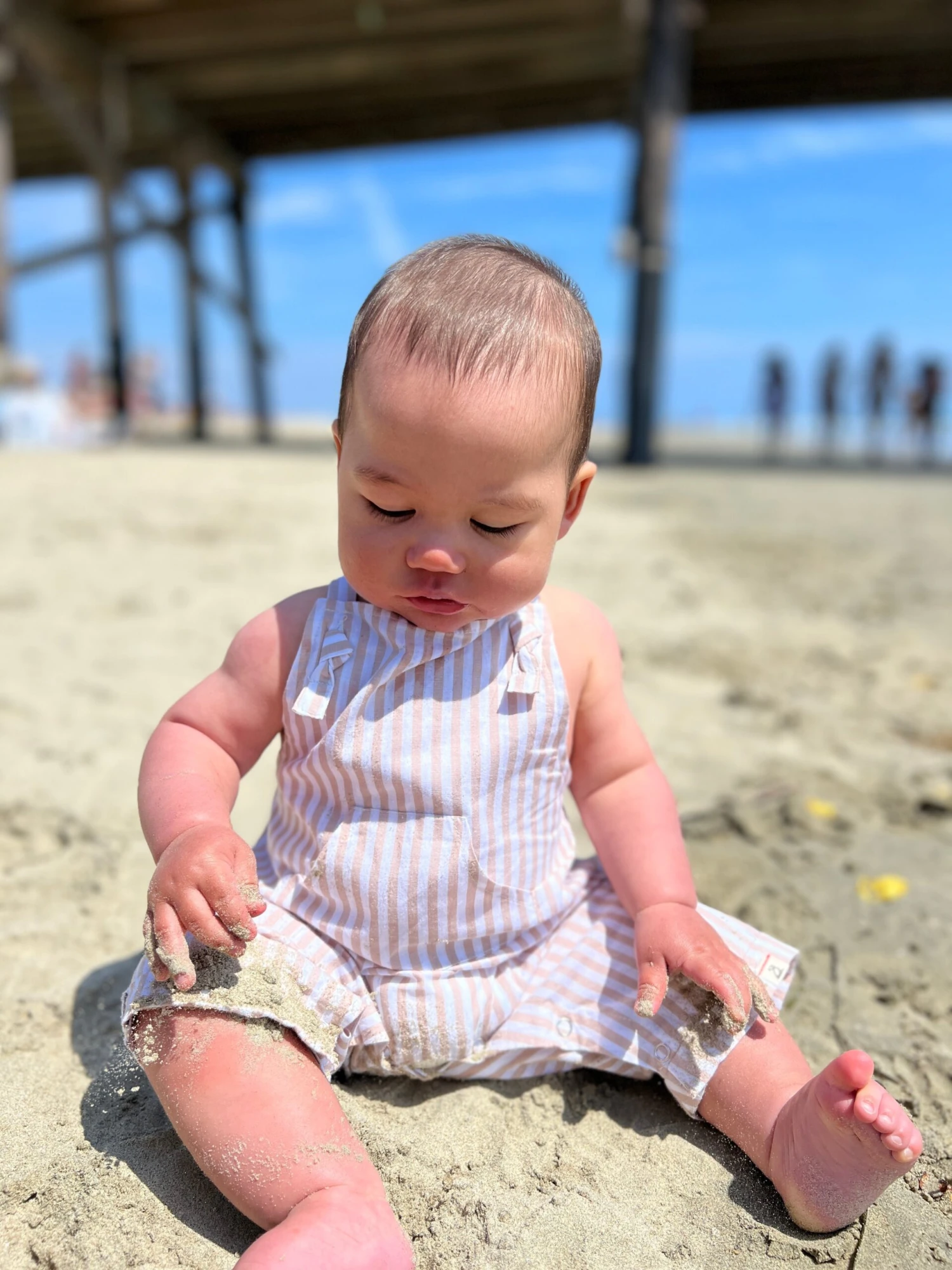 AHOY Beige Stripe Woven Overalls 4 AHOY Beige Stripe Woven Overalls - Image 4