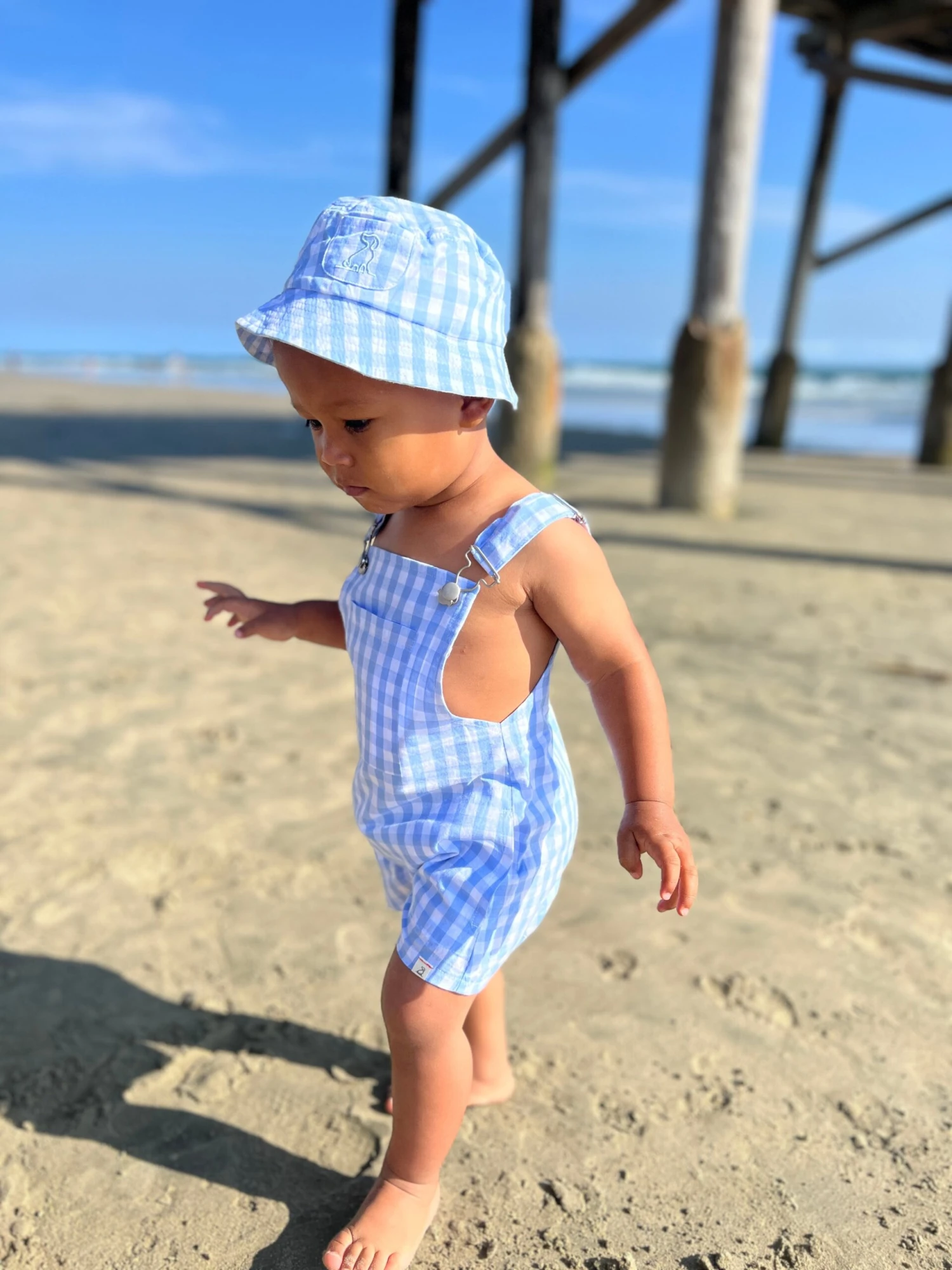 FISHERMAN Blue Plaid Woven Hat 3 FISHERMAN Blue Plaid Woven Hat - Image 3