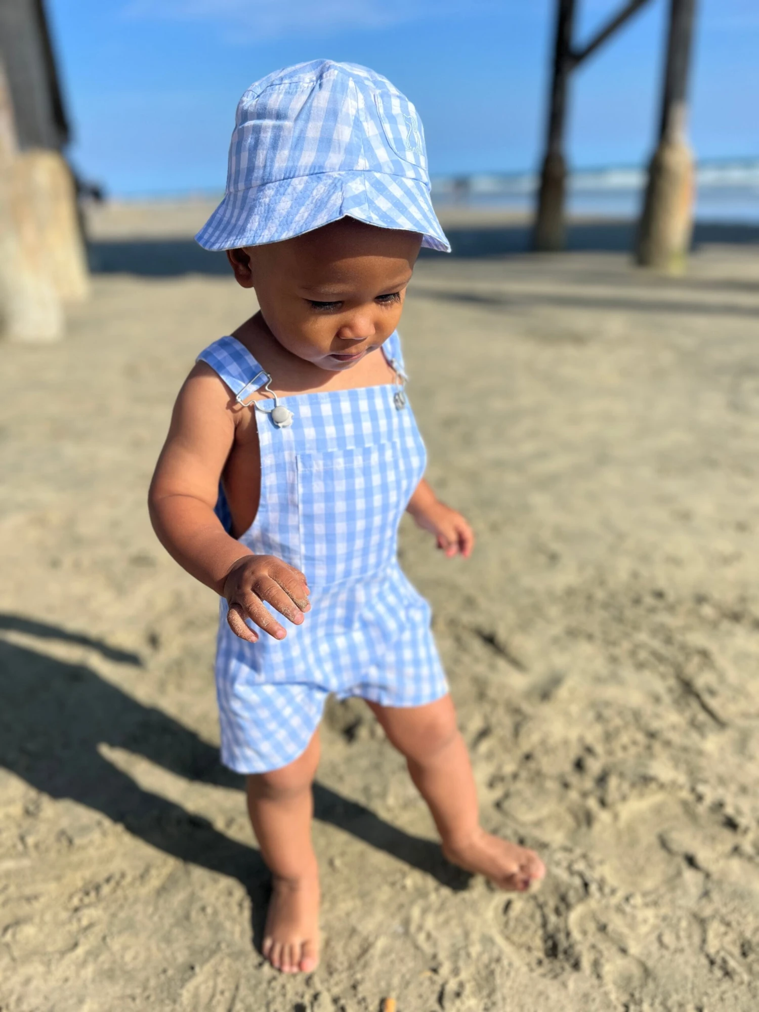 FISHERMAN Blue Plaid Woven Hat 2 FISHERMAN Blue Plaid Woven Hat - Image 2