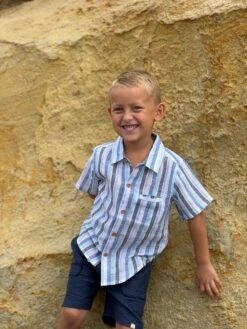 NEWPORT Blue Wide Stripe Woven Shirt -Me & Henry HB1240E 4