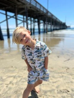 MAHALO Cream/ Blue Hawaiian Woven Shorts -Me & Henry HB1245B 3HB1288B 3