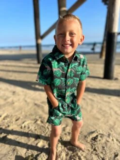 Maui Charcoal Jungle Print Woven Shirt 7 Maui Charcoal Jungle Print Woven Shirt -Me & Henry HB1245C 7HB1288C 7