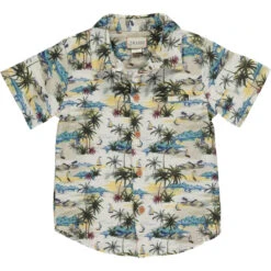 MAUI Cream Hawaiian Print Woven Shirt