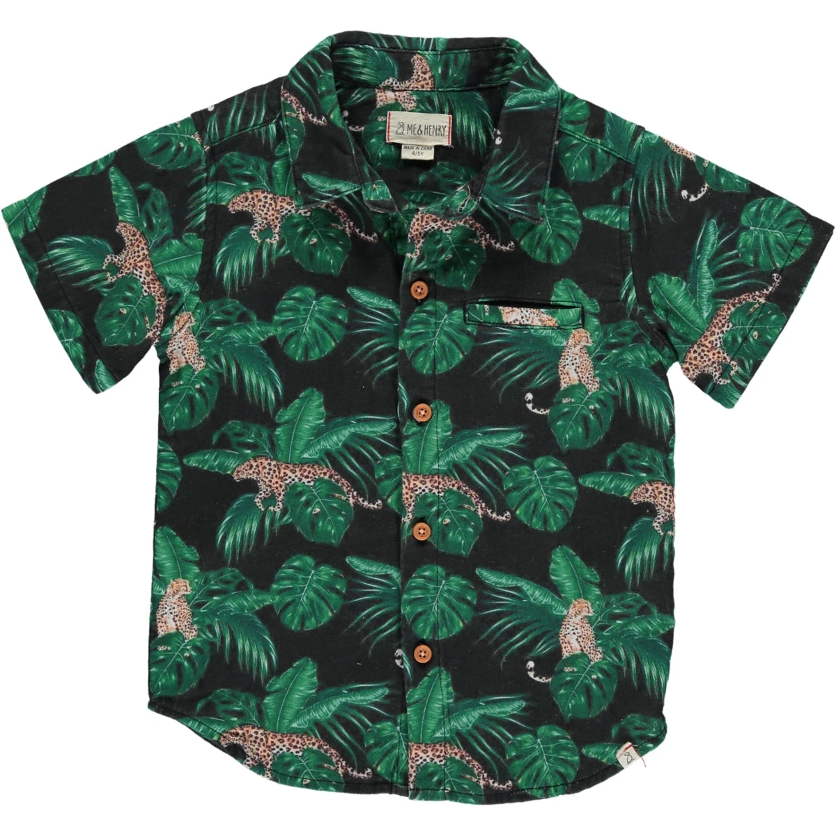 Maui Charcoal Jungle Print Woven Shirt 1 Maui Charcoal Jungle Print Woven Shirt