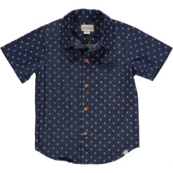 Mens Maui Woven Print Shirt Navy
