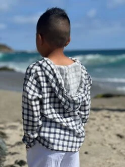 ST.IVES Navy/White Plaid Hooded Top -Me & Henry HB1262E 1