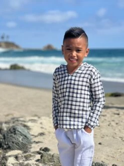 ST.IVES Navy/White Plaid Hooded Top -Me & Henry HB1262E 3