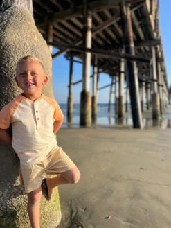 BEACON Cream/Peach Raglan Henley Tee -Me & Henry HB1271B HB1284D 4