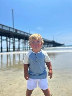 Beacon Blue/White Stripe Raglan Henley 7 Beacon Blue/White Stripe Raglan Henley -Me & Henry HB1271H 7