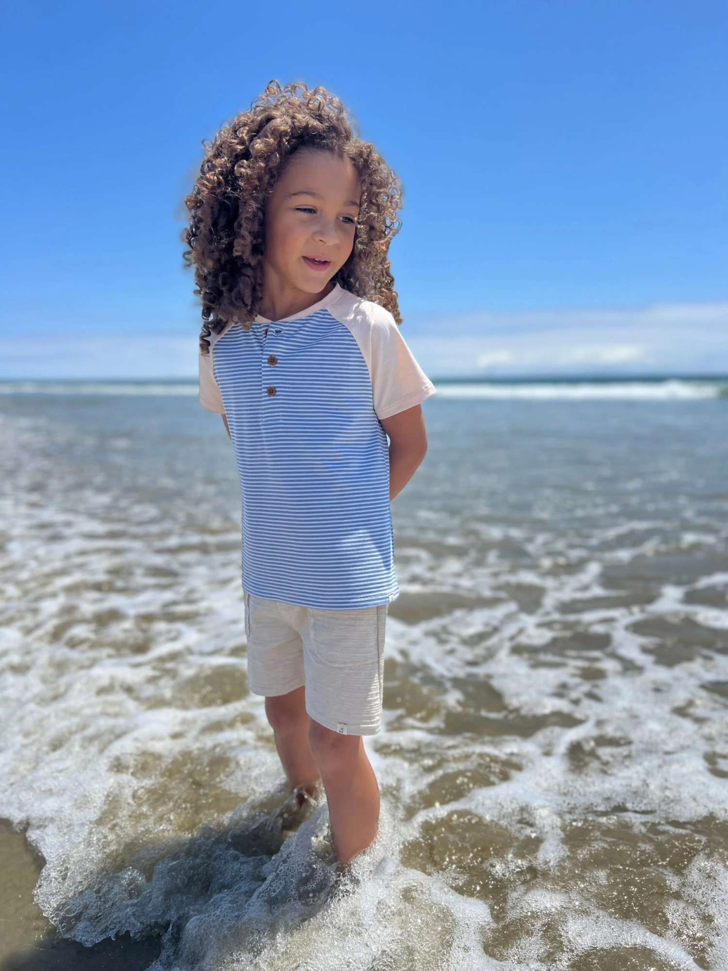 Beacon Blue/White Stripe Raglan Henley 5 Beacon Blue/White Stripe Raglan Henley - Image 5