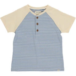 Beacon Blue/White Stripe Raglan Henley