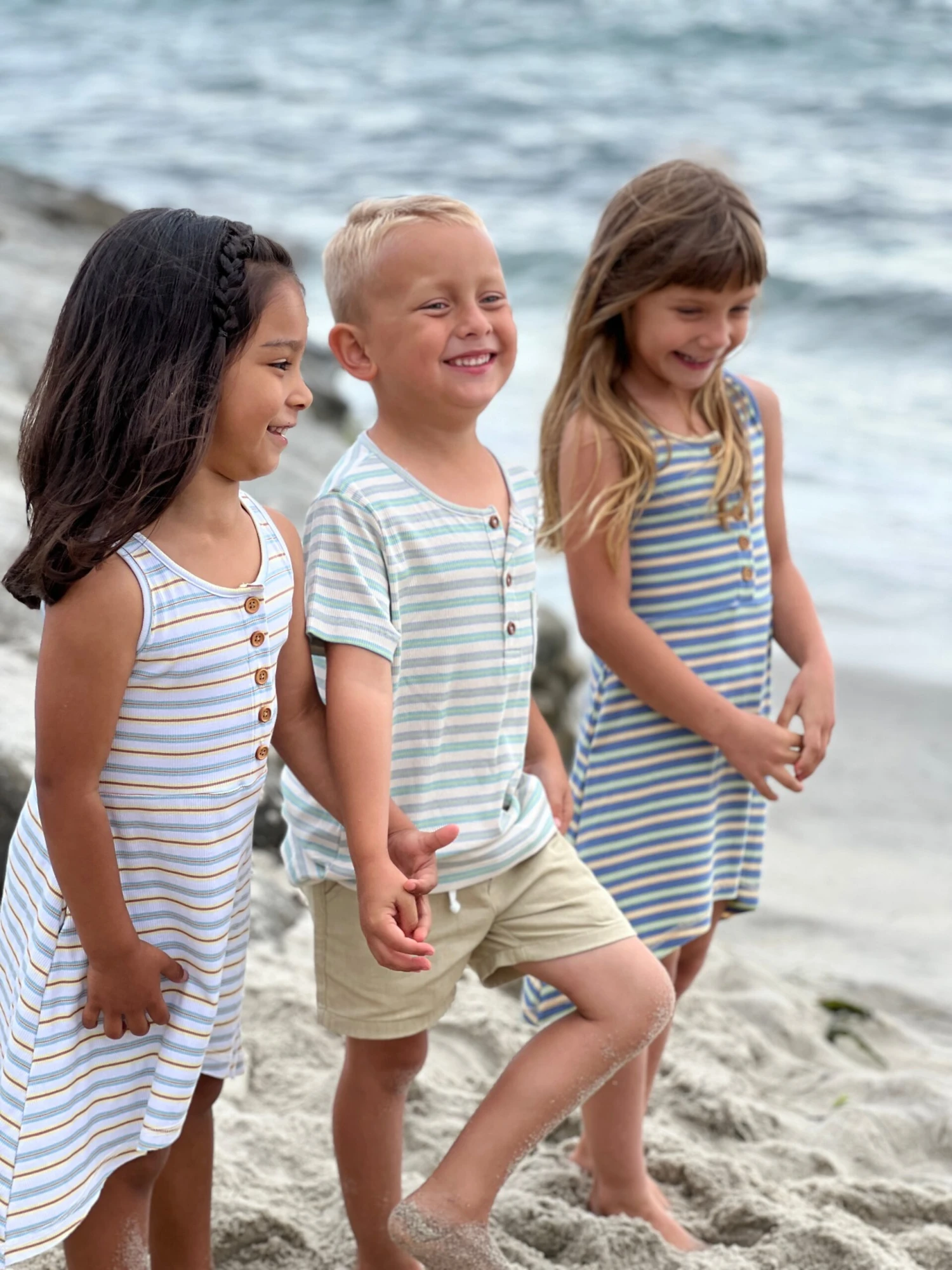 DODGER Beige/Lime/Grey Ribbed Henley Tee 2 DODGER Beige/Lime/Grey Ribbed Henley Tee - Image 2