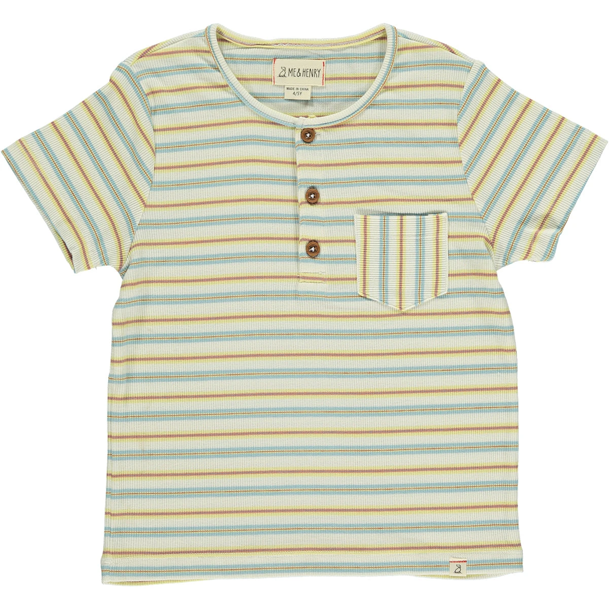 DODGER Blue/Lemon/White Ribbed Henley Tee 1 DODGER Blue/Lemon/White Ribbed Henley Tee