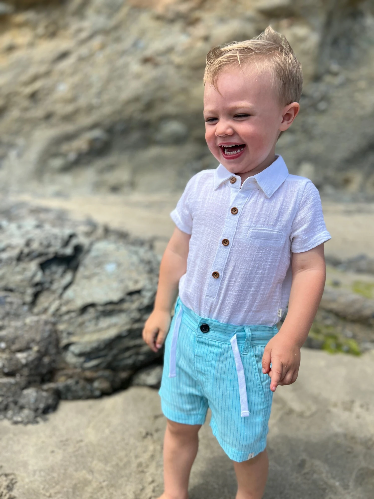 CREW Aqua/Blue Striped Shorts 3 CREW Aqua/Blue Striped Shorts - Image 3