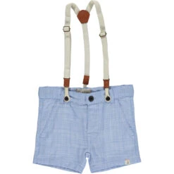 CAPTAIN Blue Heathered Shorts With Adjustable Suspenders