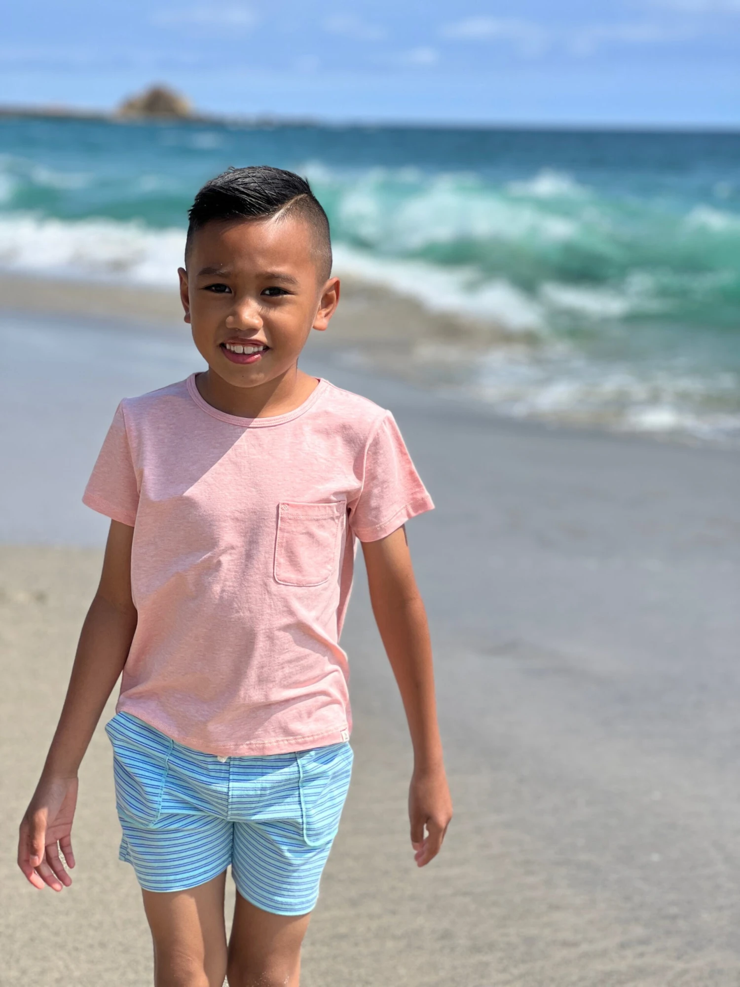 TIMOTHY Aqua/Blue Stripe Pique Shorts 5 TIMOTHY Aqua/Blue Stripe Pique Shorts - Image 5