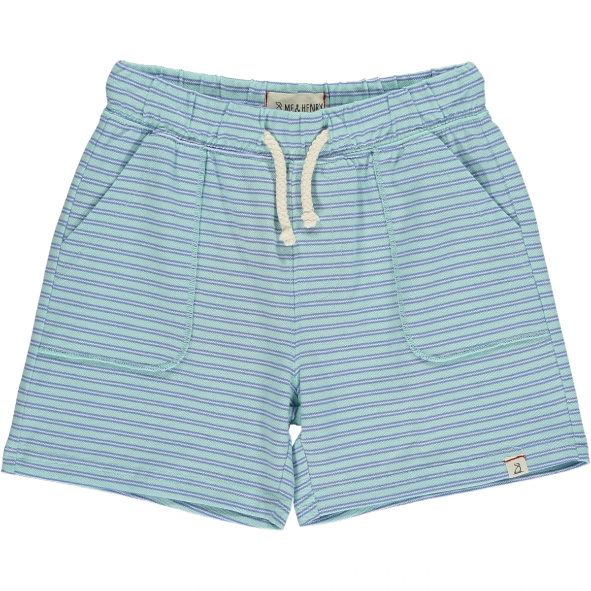 TIMOTHY Aqua/Blue Stripe Pique Shorts 1 TIMOTHY Aqua/Blue Stripe Pique Shorts