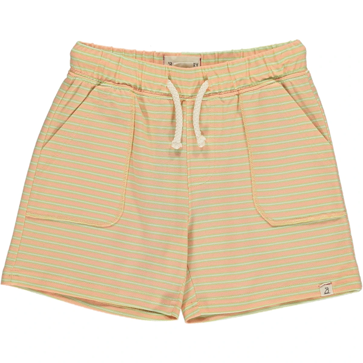 TIMOTHY Peach/Green Stripe Pique Shorts 1 TIMOTHY Peach/Green Stripe Pique Shorts