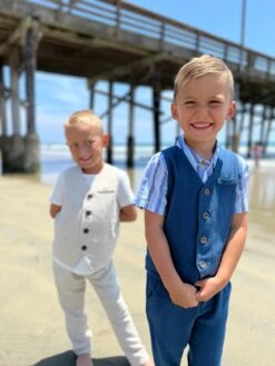 CLEMSON Cream Linen Vest -Me & Henry HB1290B 4HB1290A 4