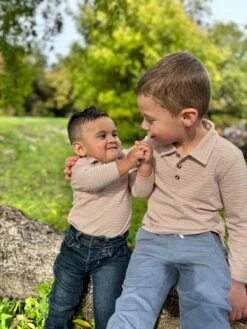 SEYMOUR Blue/Apricot Pique Polo Onesie -Me & Henry HB1302BHB342AHB1377BHB1339G 20cd4d5b 3fc6 4faa 8fa9 76d85dc508e0