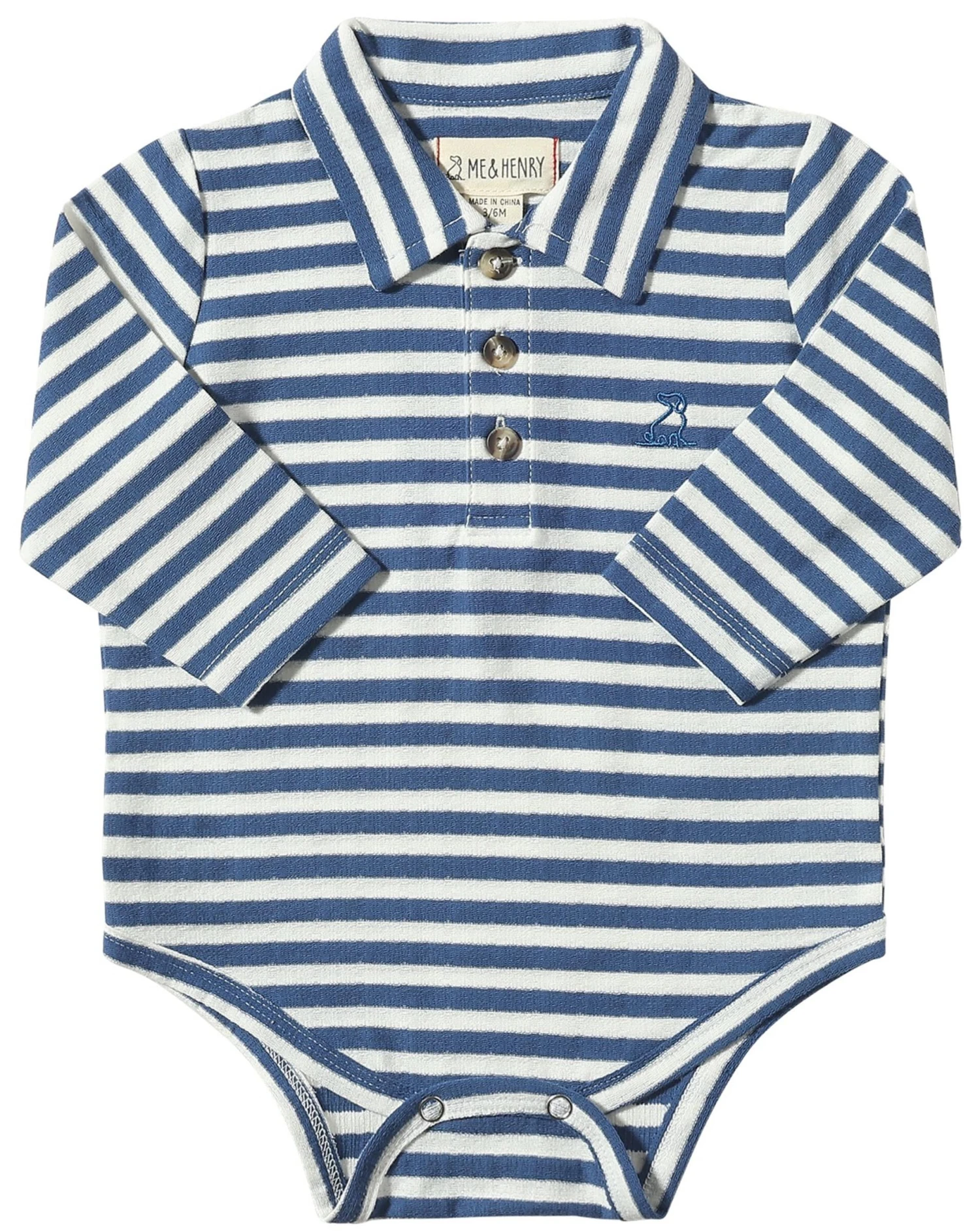 Blue/White SEYMOUR Polo Onesie 1 Blue/White SEYMOUR Polo Onesie