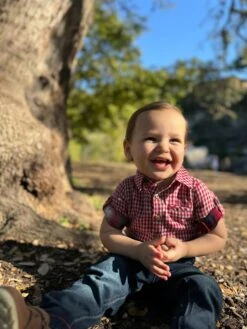 JASPER Red Micro Plaid Woven Onesie -Me & Henry HB1312F 11