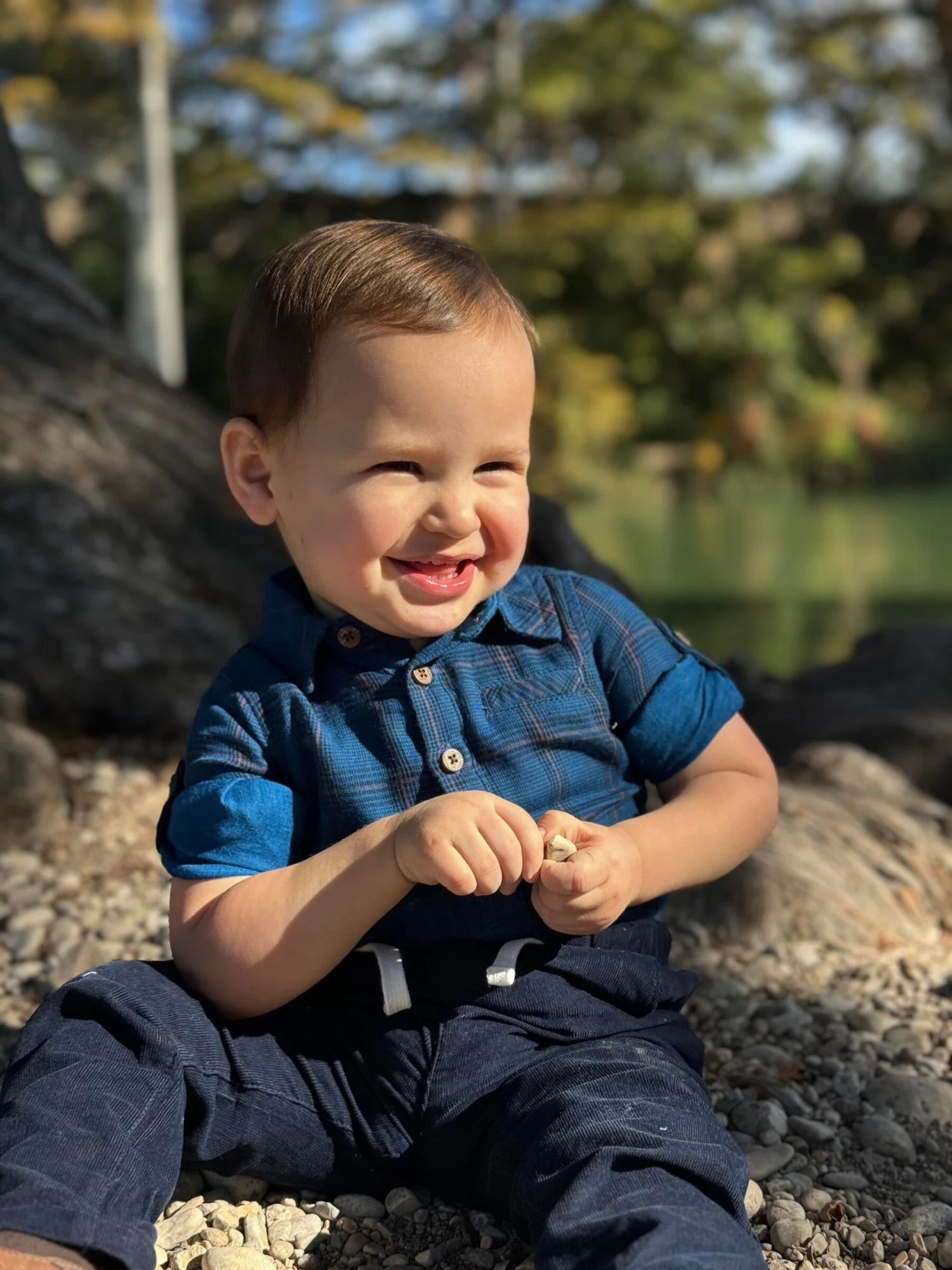 JASPER Royal/Black Plaid Woven Onesie 2 JASPER Royal/Black Plaid Woven Onesie - Image 2