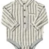 JASPER Black/Cream Stripe Woven Onesie