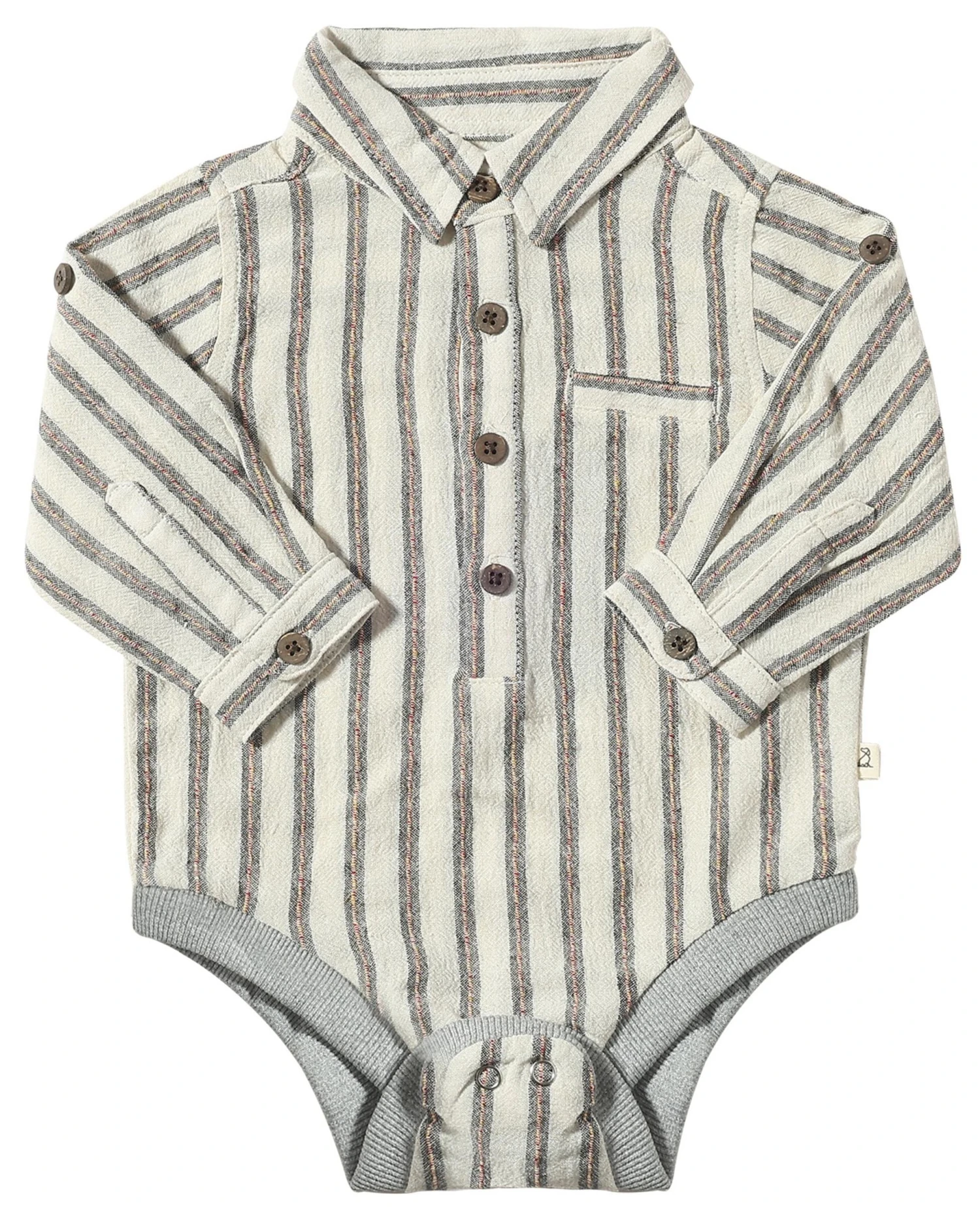 JASPER Black/Cream Stripe Woven Onesie 1 JASPER Black/Cream Stripe Woven Onesie