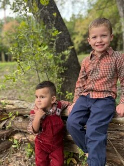 JASPER Rust Plaid Woven Onesie -Me & Henry HB1315D 1HB1330B 1HB1395D 1HB1173A 1