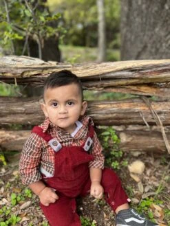 JASPER Rust Plaid Woven Onesie -Me & Henry HB1315D 1HB977B 1