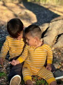 KINGSTON Gold/Beige Stripe Polo Romper 7 KINGSTON Gold/Beige Stripe Polo Romper -Me & Henry HB1322G 1